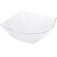128 Oz Square Fancy Clear Plastic Bowls/Case of 25
