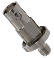 Amphenol Connex Adapter, BNC Jack To SMA Jack, Bulkhead Mounting, Straight, PTFE Insulating Material, Brass Body, 50 Ohm Impedance, 4Hz Max Frequency