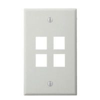 Leviton QuickPort Wallplate, Single Gang, 4-Port, White, 40804-WCP (pack of 5)