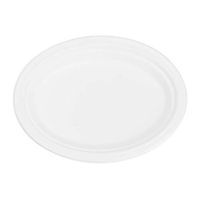 Durable Eco-Friendly 10" x 8" Bagasse Plates(Oval) - Pack of 50 White Plates. Microwave Safe, Compostable, Made from Sugercane Fibers (50 Count)