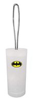 The Furniture Cove White Frosted Toilet Brush and Holder Featuring Your Favorite Superhero Novelty Theme Decal (Batman)