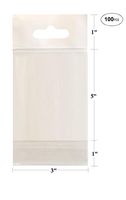 100 Pcs White Hanging Header Clear Flat Cello/Cellophane Bags Good for Candies, Cookies, Bakery Goods, Soap, Other Goodie Treats (3" x 5" (76.2 x 127mm))