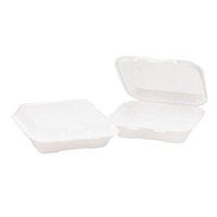 Foam Hinged Carryout Container in White