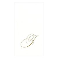 Caspari White Pearl & Gold Paper Linen Guest Towel Napkins in Letter J - Pack of 24