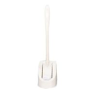 AkoMatial Plastic Bathroom WC Double Sided Long Handle Cleaning Toilet Brush with Base Holders Bathroom Accessories Beige