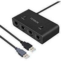 Wii U Gamecube NGC Controller Adapter Switch with Turbo and Home Buttons for Wii U, Nintendo Switch, PC USB with 4 Port