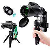 Monocular Telescope 12x50 Waterproof Scope - High Powered BAK4 Prism Phone Scope with Smartphone Tripod and Mount Adapter, Perfect for Adults, Birdwatching, Hiking, Wildlife, Concerts (Black)