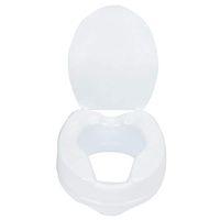 Raised Toilet Seat 4" High Quality 2.65 lbs Elevated Toilet Seat Card Slot Prevent Skidding with Cover 11.02" x 13.78" x 15.94" Toilet Seat Riser White