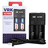 VRK X2 PRO AA AAA 18650 20700 21700 Battery Charger Wall Plug - 2Amper Lightning fast Charging Speed - For Li-ion, LifePO4, Ni-Mh/Ni-cd, Military Grade Springs - Fire Resistant - Circuit Protection