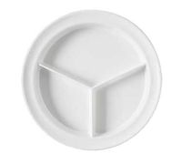 Yanco MS-710WT Mile Stone Three Compartment Plate, 10.25" Diameter, Melamine, White Color, Pack of 24