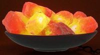 Aloha Bay Palm Wax Candles - Bowl w/10 Glowing Stones 8" - Himalayan Salt Lamps
