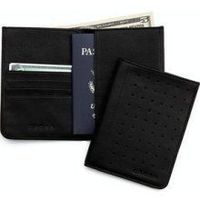 Cross Autocross Full Grain Perforated Black Pebbled Italian Leather Passport Case/Wallet