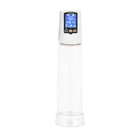 HEALLILY Automatic Penis Vacuum Pump Transparent Penis Sleeve Air Pressure Setting Vacuum Sex Toys with LCD Display(White)