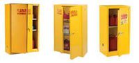 Edsal SCM745F 18 Gauge Welded Steel Flammable Liquid Safety Cabinet with Self Closing Sliding Door and 2 Levels, 45 Gallon Capacity, 65" Height x 43" Width x 18" Depth, Yellow