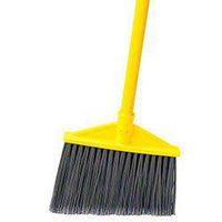 RUBBERMAID Brute Angled Large Broom, Poly Bristles, 46-7/8" Metal Handle, Yellow/Gray (Case of 4)