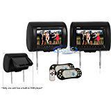 Absolute DPH-980PKGB 9.5-Inch Headrest Pillow Monitor with DVD Player USB/SD/MMC Ready, Pair (Black)