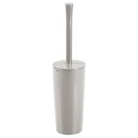 mDesign Slim Compact Plastic Toilet Bowl Brush and Holder for Bathroom Storage - Sturdy, Deep Cleaning - Light Gray