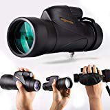 SOLOMARK 12X50 High Definition Monocular Handheld Waterproof Monocular-Bak4 Prism Fmc for Wildlife Bird Watching Hunting Camping Travelling Outdoor Sports, Black