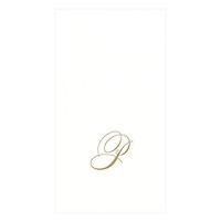 Caspari White Pearl & Gold Paper Linen Guest Towel Napkins in Letter P - Pack of 24