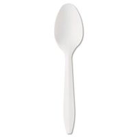Boardwalk SPOON Mediumweight Polypropylene Cutlery, Teaspoon, White, 1000/carton