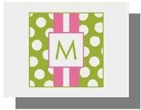 Paparte Note Cards (708 Pink and Green Stripe Initial)