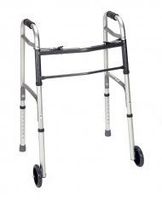 Walker Two button Folding Walker with 5 Inch Front Wheels