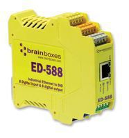 BRAINBOXES Ethernet to Digital IO 8 Inputs + 8 Outputs /1 x Network (RJ-45) - 1 x Serial Port - Fast Ethernet - Rail-mountable / ED-588 /