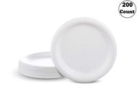 [200 COUNT] White Heavy Duty Disposable Paper Plates 9-Inch by EcoQuality - Perfect for Parties, BBQ, Catering, Office, Event's, Pizza, Restaurants, Recyclable, Compostable, Coated and Microwave Safe