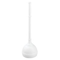 InterDesign Kent Plastic Toilet Bowl Plunger Set, Classic Design Slim Compact Plunger and Holder for Bathroom - Sturdy, Deep Cleaning, 5.96" x 5.96" x 21.66", White