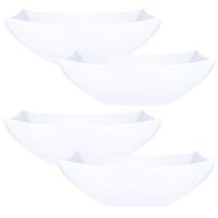 Plasticpro Disposable 64 ounce Square Serving Bowls, Party Snack or Salad Bowl, Large Plastic Elegant White Pack of 4