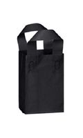 Frosted Plastic Shopper Gift Bags with Handle (5"x3"x7") (Black, 50)