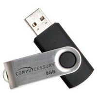 Compucessory 26466 Flash Drive, 8GB, Password Protected, Black/Aluminum