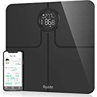 Rolli-fit Smart Body Fat Scale, Digital Bathroom Weight Scale Sync Compatible with Apple Health , Fitbit and Google Fit, Tracks 8 Key Compositions Analyzer, 6mm Tempered Glass, Large Display, Black