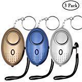 Safe Sound Personal Alarm, KOSIN 3 Pack 145DB Personal Security Alarm Keychain with LED Lights, Emergency Safety Alarm for Women, Men, Children, Elderly