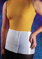 Abdominal Support - 9" segmented elastic with 3/8" thick foam padded velvet loop. Anti-roll stays on back. Hook & loop closure