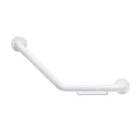 CSI Bathware BAR-BB12-TW-125-PW-SOAP Shaped Boomerang Grab Bar with wire soap dish, Powder White
