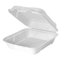 Genpak's HF200 Compostable Take-Out Container | Large White Hinged Container| Annually Renewable and Natural Fiber | Excellent Grease, Oil and Water Resistance | 9" Sustainable Fiber Container | Case of 200 Containers