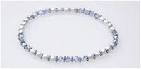 Blue Crystal and Silver Magnetic Therapy Stretch Anklet (Size Small - 9")
