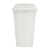 16 Ounce Disposable White Paper Coffee Hot Cups with Lids and Coffee Stencil - 50 Sets - Coffee Latte Macchiato To Go Large Portion