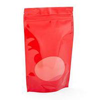 Red Solid Colored with Oval Window Stand-Up Pouch - 5-7/8 X 3-1/2 X 9 - Case 1000