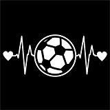 Soccer Ball Heartbeat Vinyl Decal Sticker | Cars Trucks Vans Walls Laptops Cups | White | 7.5 X 3 Inch | KCD1210
