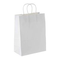 Creative Bag White Paper Boutique Bags with Handles for Wedding, Party Favor, Thank You, and More, Kraft-Colored Economy Gift Bags Measuring 10” L x 5” W x 13” H (50 Count)