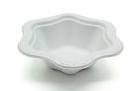 [100 COUNT] 12 oz Disposable Floral Premium White Bowls - Acanthus Collection Natural Sugarcane Bamboo Fibers Bagasse 100% Byproduct Eco Friendly Environmental Plastic Paper Bowl Elegant Alternative