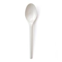 MikaPak 6" Compostable CPLA Spoon, White, Bulk 1000/case, Heat Tolerance 185F