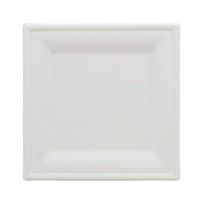 SpecialT Natural Bagasse 8 Inch Square Plate 100-Pack in White - Compostable Plates