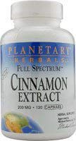 Full Spectrum Cinnamon Extract 200mg Planetary Herbals 120 VCaps