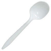 Daxwell Plastic Soup Spoons, Medium Weight Polypropylene (PP), Wrapped, White, A10001484 (Case of 1,000)