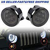2PCs Amber LED Turn Signal Lights Smoke Lens Front Grill For Jeep Wrangler US