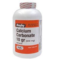 Calcium Carbonate 10 Grains Tablets To Reduce Stomach Acids By Rugby - 1000 Ea by RUGBY LABORATORIES