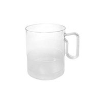Party Essentials Bistro Hard Plastic Coffee Cup w/Handle, 8-Ounce Capacity, Clear, Tea Mug, Disposable (Case of 120)